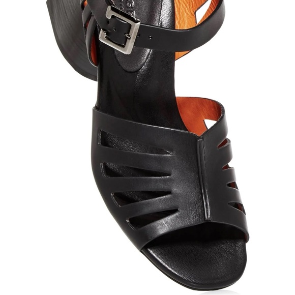 NIB Robert Clergerie Eline Black Padded Ankle Strap Open Toe Block Heel Size 7.5 - Picture 3 of 8